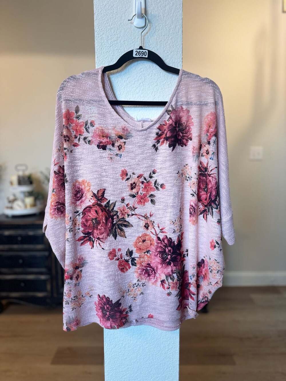 Phil Love Floral Print V-Neck Top 2X-Large